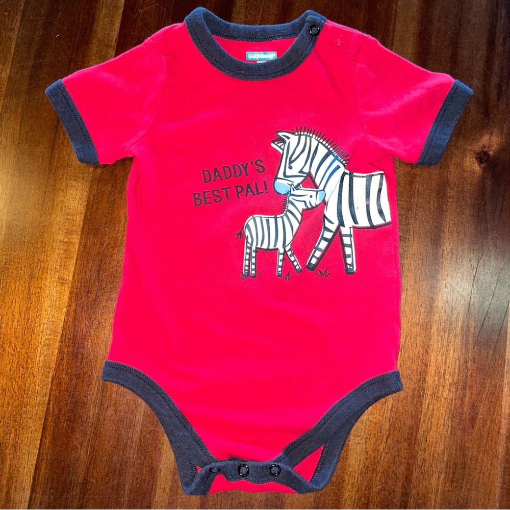 Garanimals Onsie Zebra Print Bodysuit! Boys 18M! Daddy’s Best Pal! Pre Owned